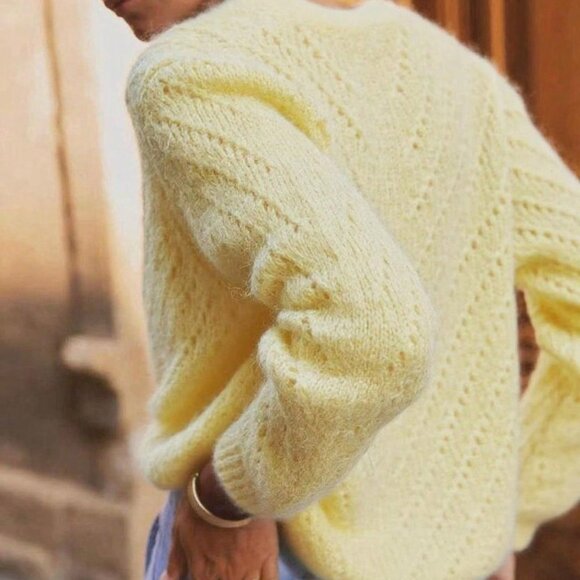 Yellow Casual Women's Cardigan Long Sleeve Knit Sweater Jacket - Picture 2 of 4